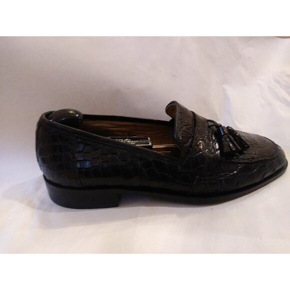 Vintage Men\'s $995 ZELLI Black Genuine Crocodile Alligator Loafers Shoes 10M
